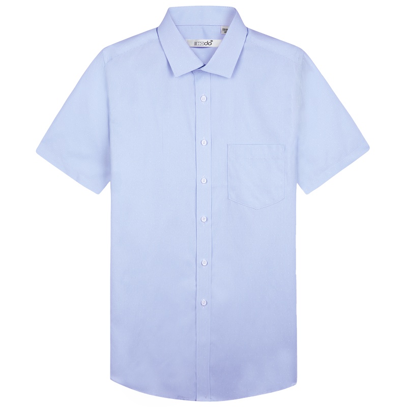 HODO红豆男装男士正装短袖衬衫商务休闲条纹提花短袖衬衫男