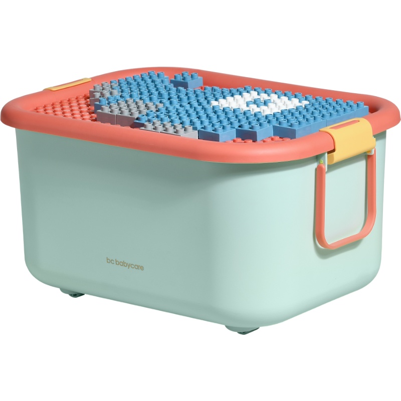 babycare 玩具收纳箱子特大号 家用宝宝衣服整理箱塑料加厚储物盒滚轮收纳箱 47.5X36.4X27.4cm 浅嗬