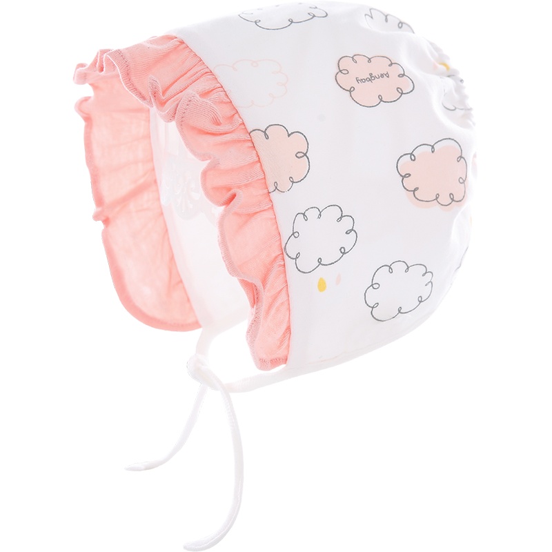 Aengbay婴儿帽子夏薄款鸭舌帽男可调节可爱洋气防晒女宝宝花边帽