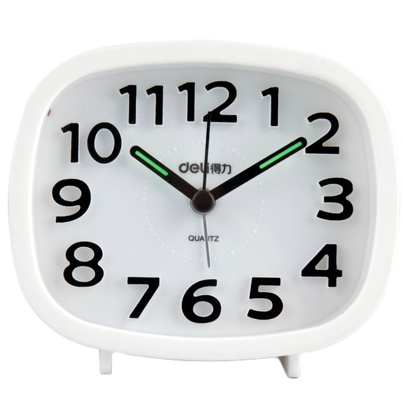 得力(deli) 8800椭圆形闹钟静音走秒 颜色随机104*40*90mm(七包服务)
