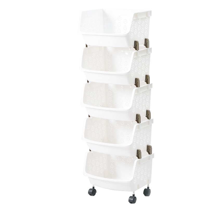 驿品38CM塑料加厚收纳篮置物架落地式多层玩具菜篮子厨房餐具收纳架家用杂物架大号筐