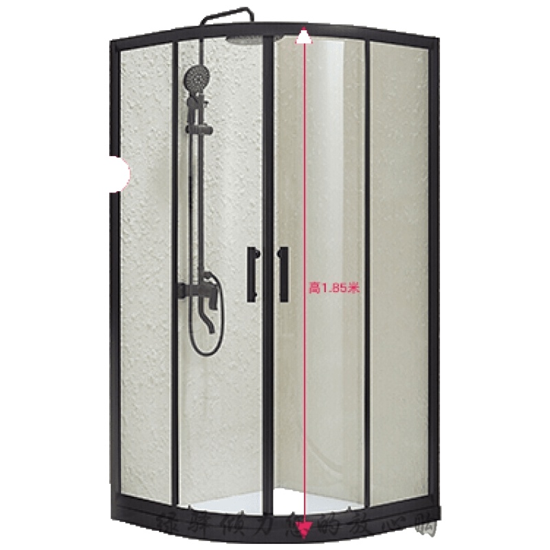 洗澡间简易淋浴房整体淋浴房隔断玻璃干湿分离浴室浴屏定制砂银6MM透明80*80石基不含蒸汽安心抵