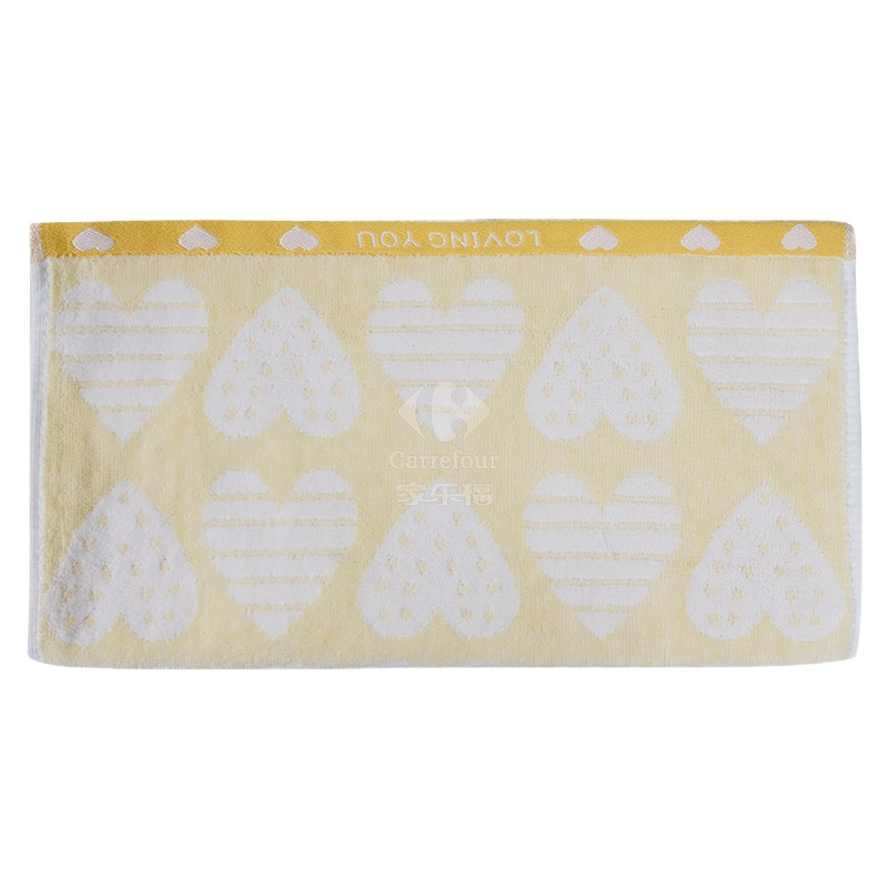 华乐洁新疆棉心心相印面巾 黄