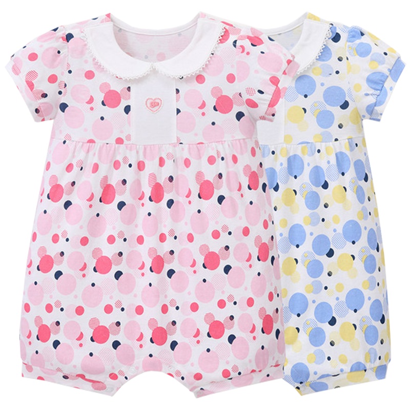 丽婴房童装女宝宝短袖外出哈衣夏季婴儿纯棉小公主连衣裤新款2020