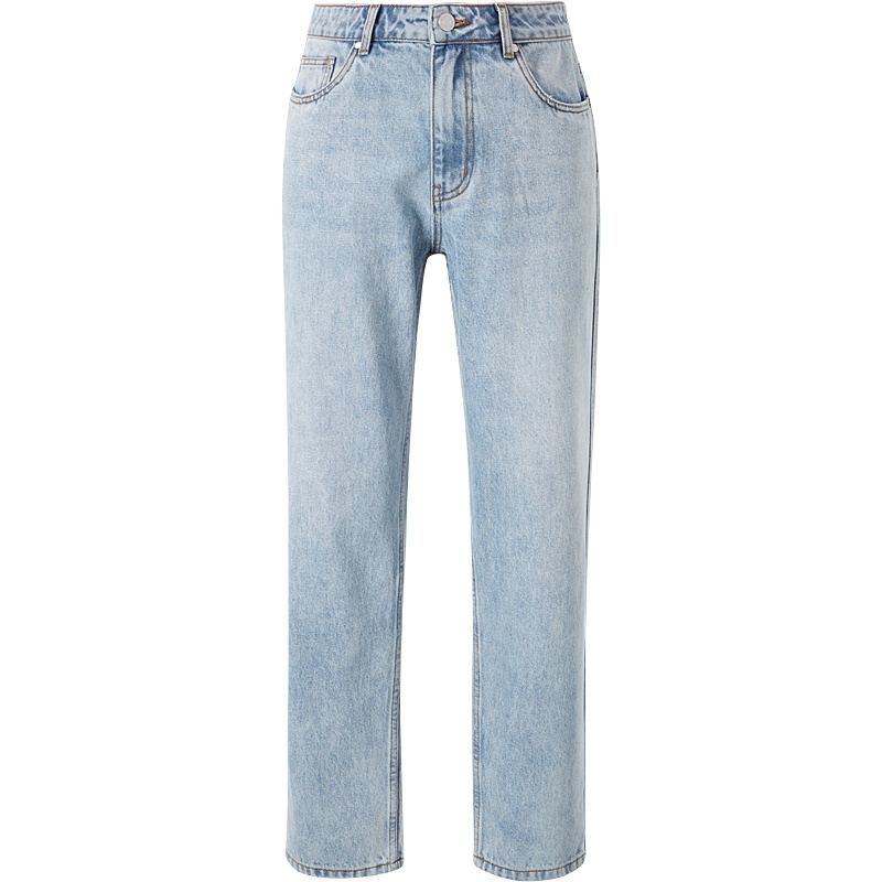 [1件5折价:165]MECITY男装2021夏季新款设计感时尚舒适纯色直筒长裤牛仔裤男薄