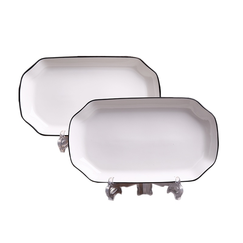 瓷物语鱼盘长方形蒸烤菜盘鱼碟创意简约日式盘子家用大号(半晓2个30cm鱼盘)