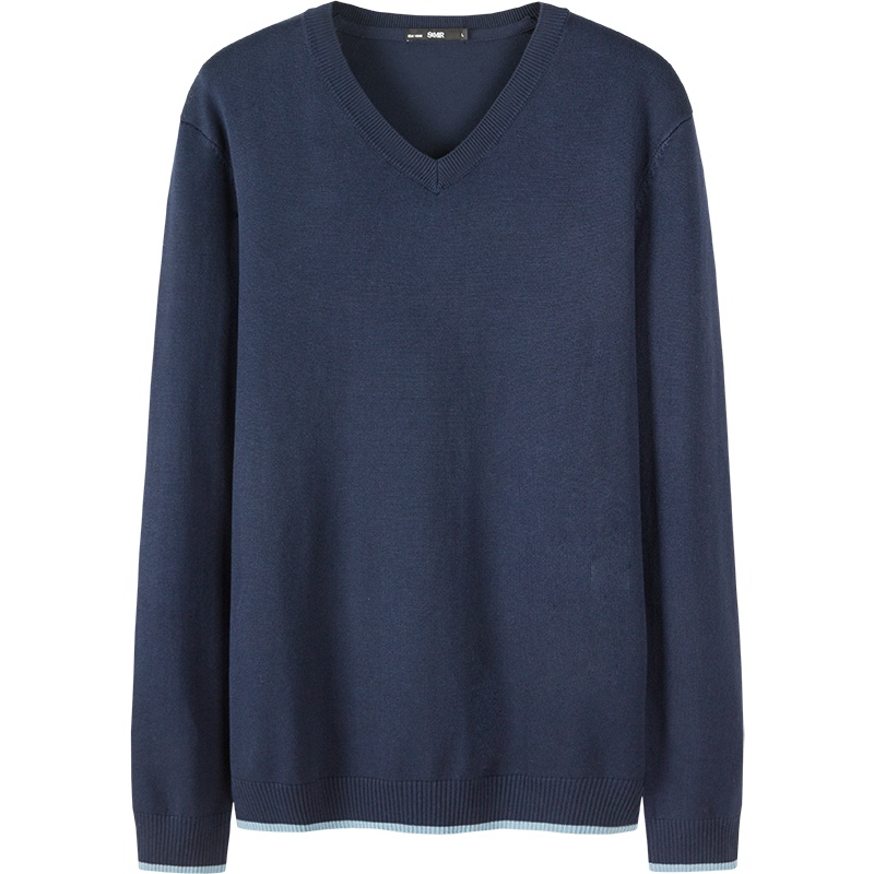 森马毛衫男2019冬季新款V领套头毛衣韩版潮流撞色上衣温暖打底衫