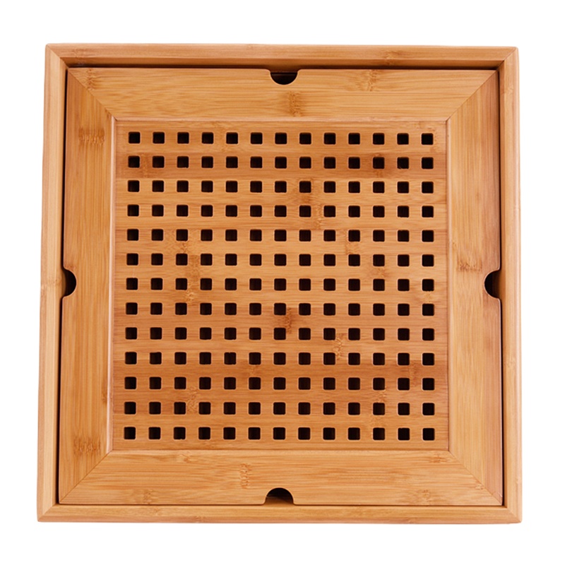 弘拜 楠竹茶盘 储水茶盘 竹制茶具盘抽屉排水式 大号茶托盘干泡茶盘功夫茶具