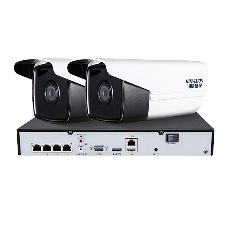 海康威视摄像头 监控设备套装 500万星光级套装30米红外夜视手机监控 POE供电DS-2CD3T56WD-I3