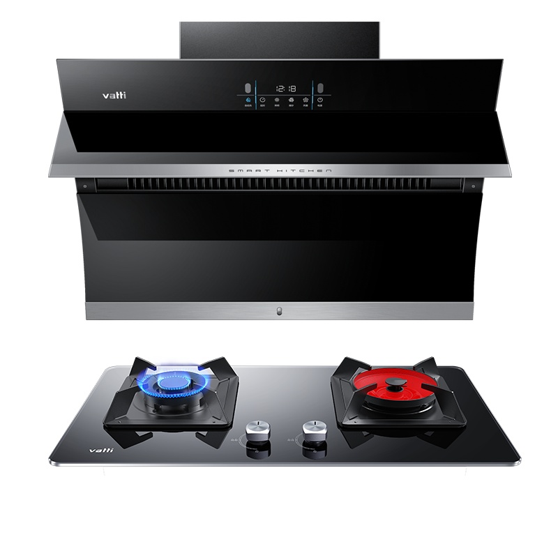 华帝(vatti)21立方挥手智控侧吸式油烟机灶具套餐i11134+01B天然气自动洗450Pa强劲速排1000℃鸳鸯灶