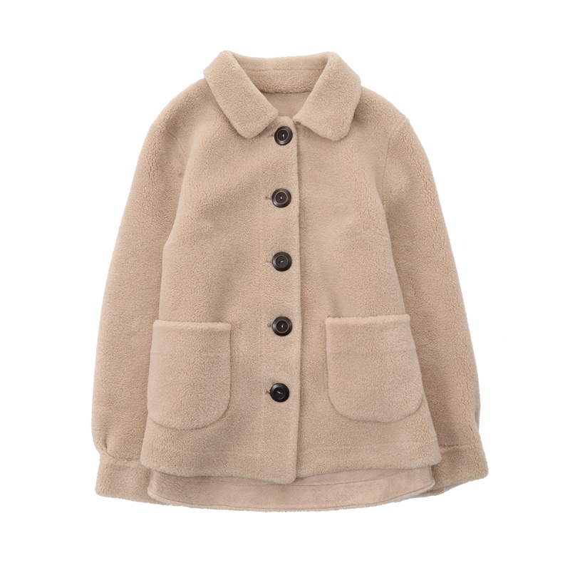 雪米贝奴皮毛一体羊剪绒2019秋冬新款加厚颗粒绒大衣女防风皮草外套