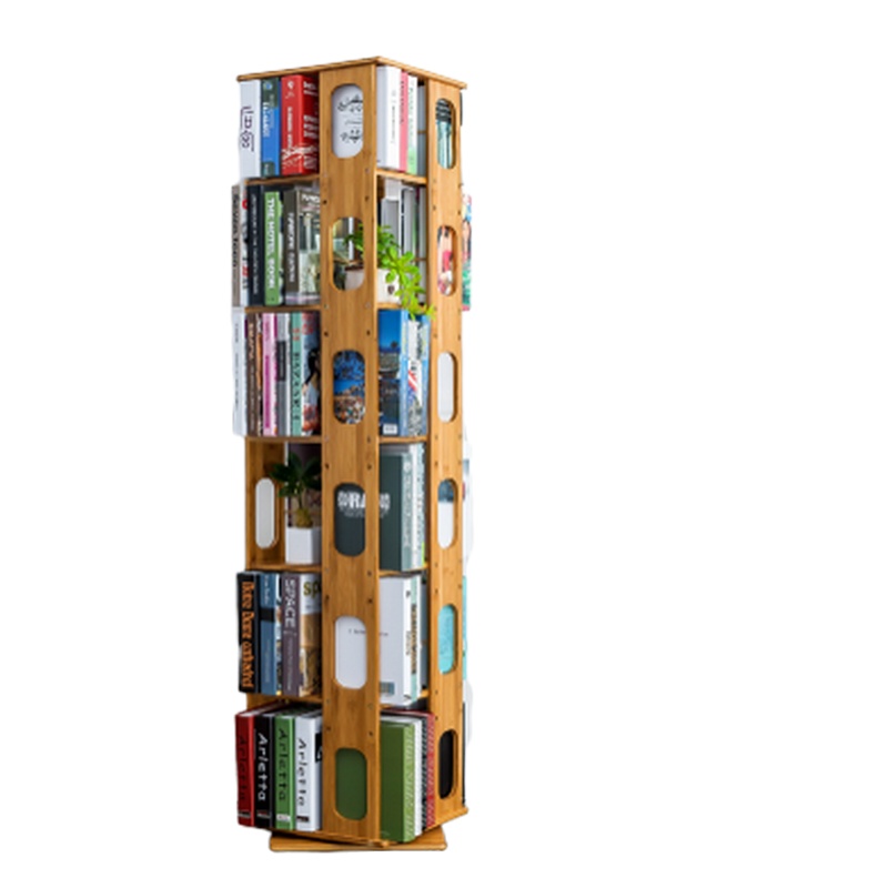 顶鸿DH-HY0593多层旋转楠竹书架家用落地书柜层架置物架六层