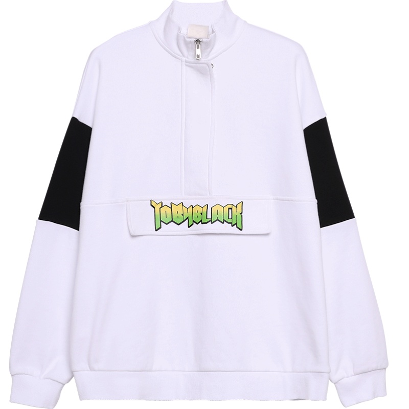 a02新款2020时尚减龄卡通印花撞色拼接宽松卫衣女潮DTV1A0321KT