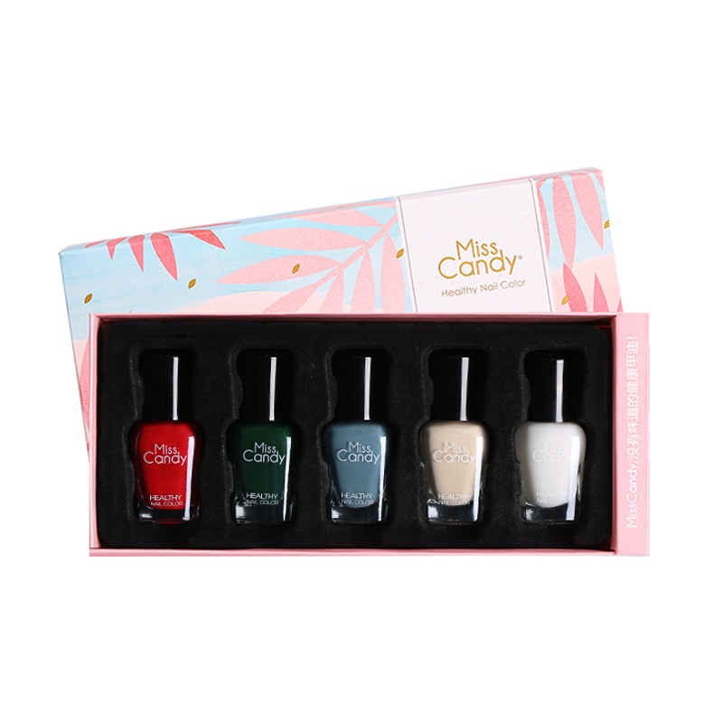 Miss Candy健康甲油可撕拉持久指甲油套装圣诞指彩礼盒SN164 臻彩星耀7ml*5