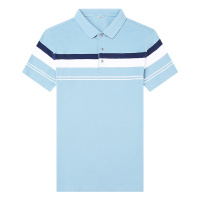 卡帝乐鳄鱼(CARTELO)卡帝乐鳄鱼纯棉短袖T恤男夏季潮流韩版条纹polo衫翻领