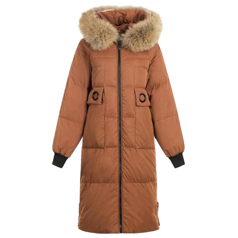 拉夏贝尔Puella韩版中长款过膝派克服大毛领外套羽绒服女20011199