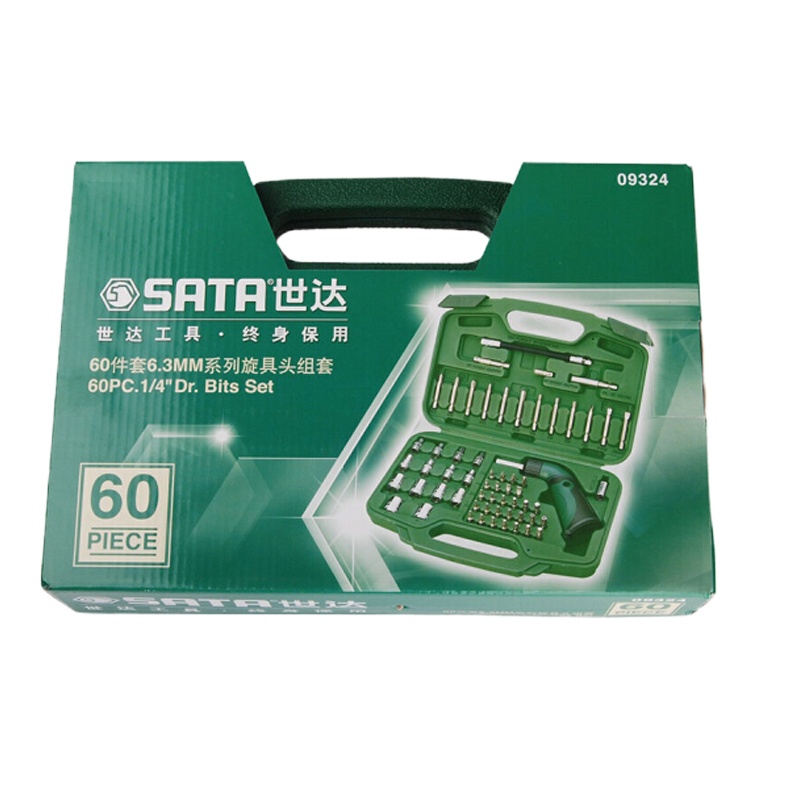 世达(SATA) 60件6.3MM系列套筒及旋具头组套 09324 货期5-10天