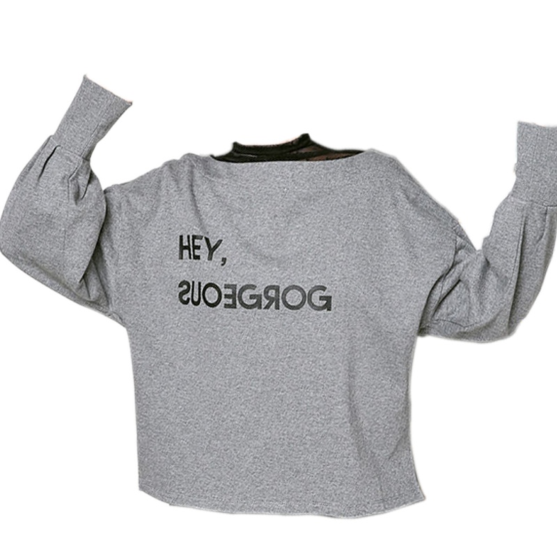 拉夏贝尔Puella秋季女装新款韩版学生网纱宽松显瘦卫衣女2T011202