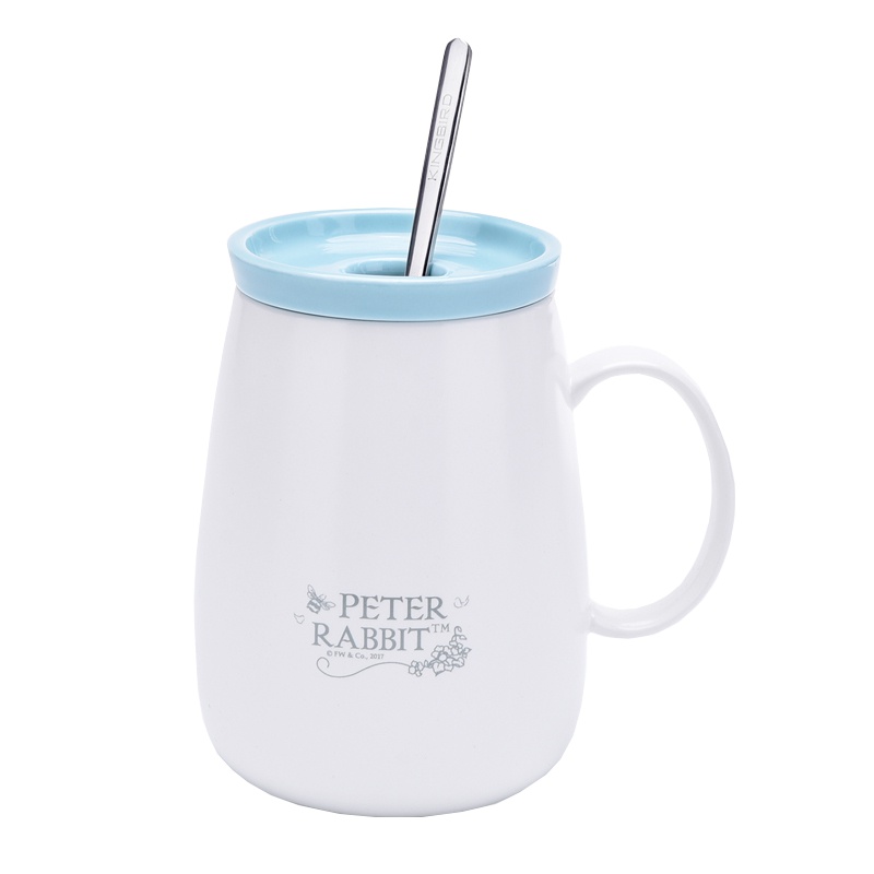英国比得兔陶瓷杯子带盖勺马克杯早餐杯牛奶杯创意水杯情侣咖啡杯