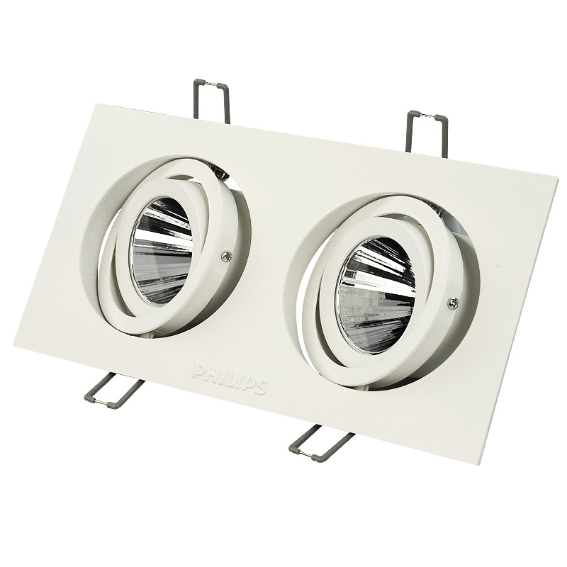 飞利浦照明灯具单头双头筒灯射灯led家用工装斗胆灯牛眼灯洞灯桶灯客厅玄关过道走廊灯超薄孔灯方形嵌入式GD100筒灯