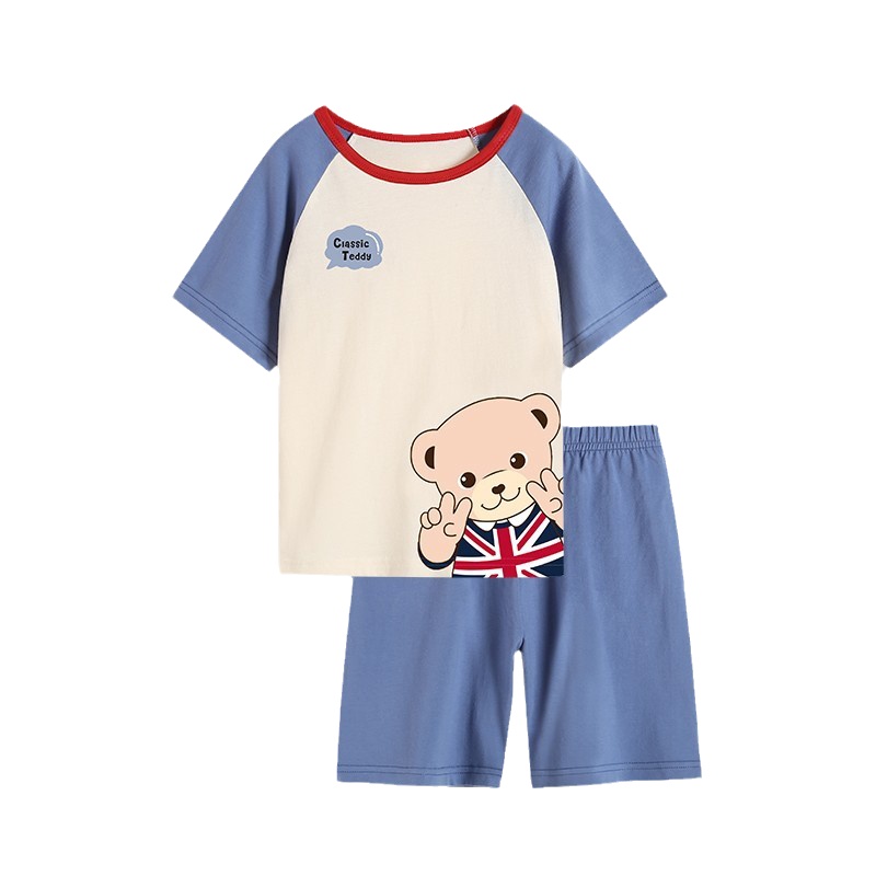精典泰迪儿童舒适家居套装2021夏季新款男童短袖短裤两件套