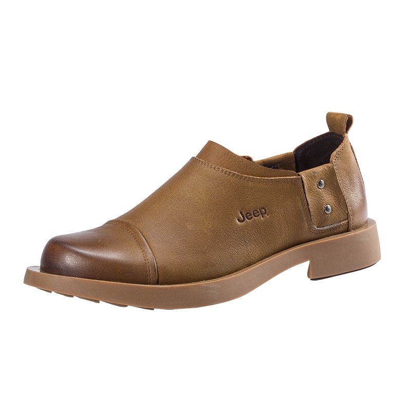 Jeep吉普男鞋英伦时尚轻质一脚蹬防滑耐磨休闲商务皮鞋