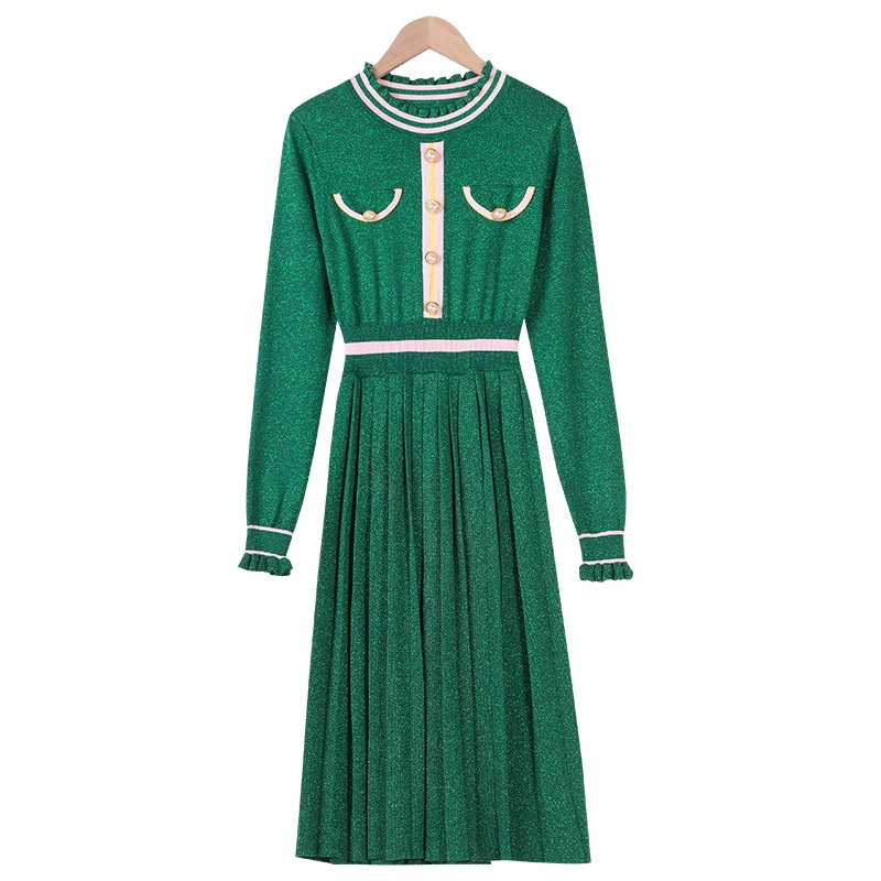 晩白 2020春季新品通勤复古纯色收腰显瘦长款A字衬衫连衣裙女