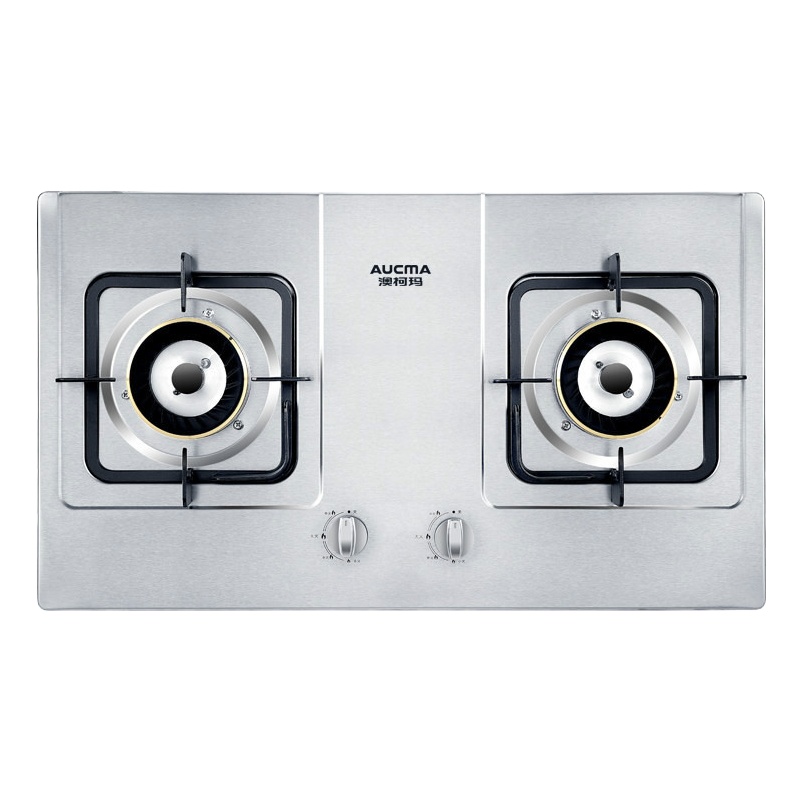 澳柯玛燃气灶煤气灶双灶家用天然气嵌入式台式不锈钢猛火 不锈钢色 天然气