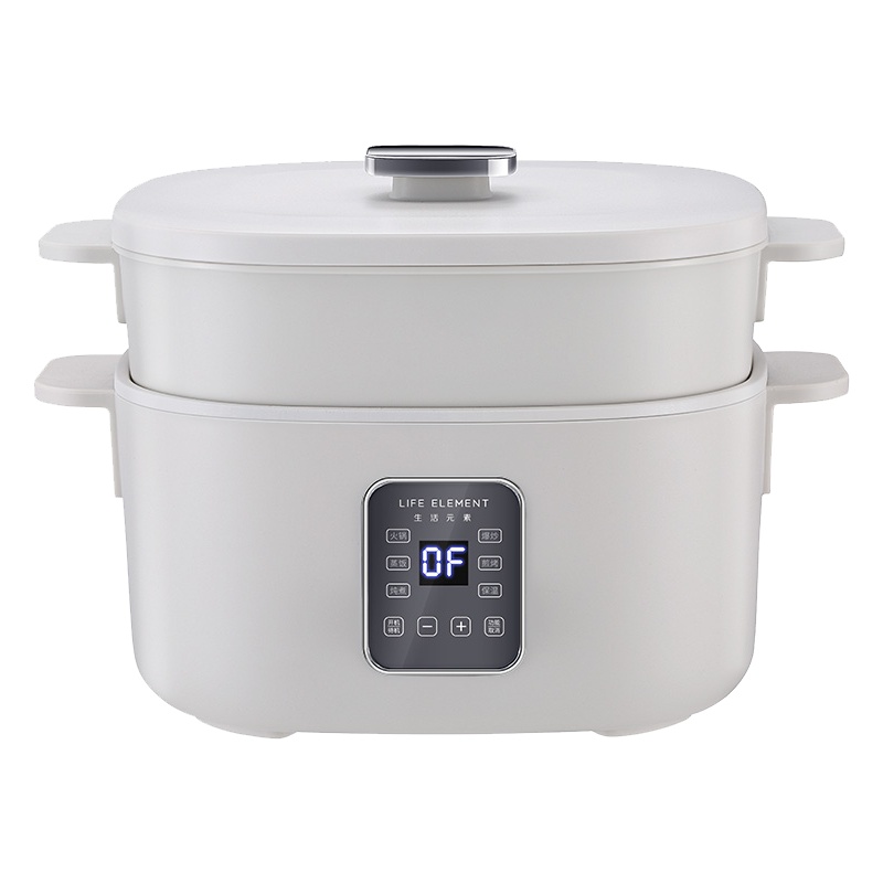 生活元素(LIFE ELEMENT)电火锅2L家用小型多功能蒸煮 1000W快煮 麦饭石涂层智能电煮锅J16-H01