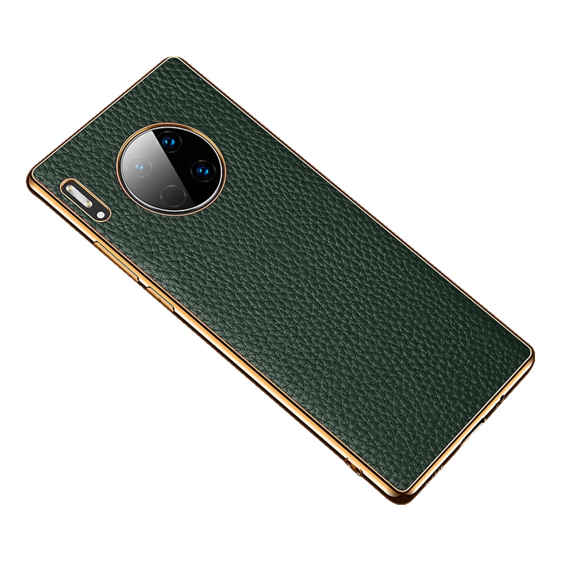 魅爱琳 华为Mate40手机壳mate40 Pro保护套 真皮牛皮套 保护外壳 商务荔纹 轻奢电镀时尚 防摔软边 手机套
