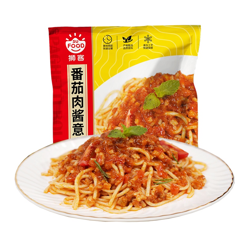 狮客 [苏宁自有品牌] 番茄肉酱意面 280g 家用意粉通心粉加热即食速冻半成品