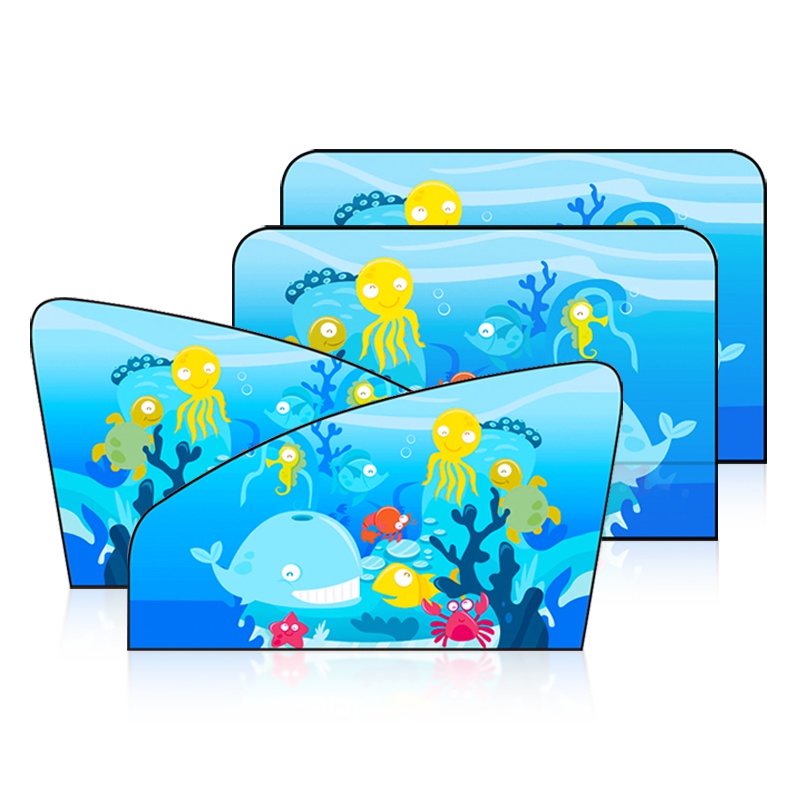 趣行 汽车窗帘遮阳帘侧窗磁吸式车窗防晒隔热遮阳挡车载卡通遮光布通用型 海底世界[全车四片装]