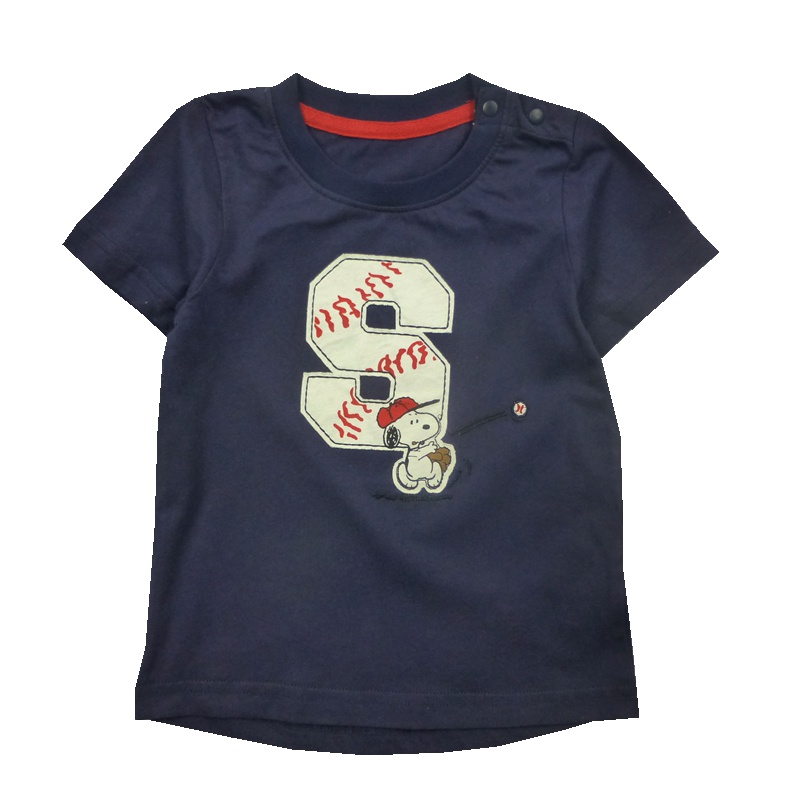 史努比(SNOOPY)童装男童深蓝色短袖t恤纯棉中小童半袖休闲上衣儿童条纹体恤薄款宝宝夏装潮90-140cm