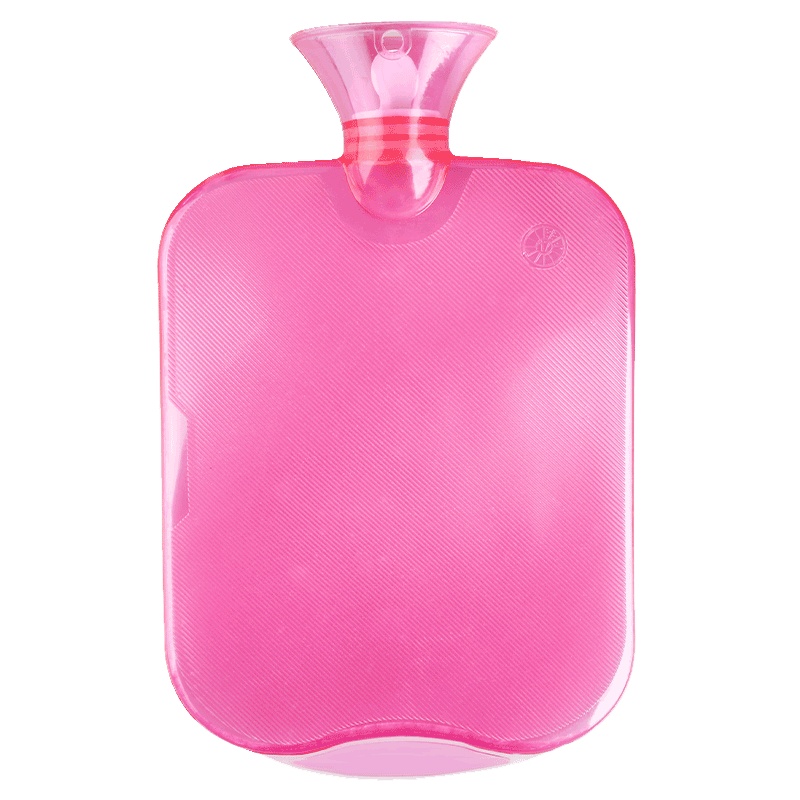 绿之源 加厚PVC暖手宝热水袋暖贴宝宝贴暖脚宝1500ML大容量注水暖宝 配防烫绒布袋(嫩粉色)Z-1731