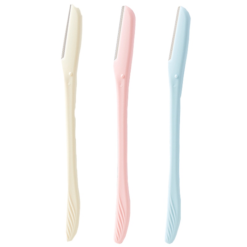 苏宁极物 日本制造L型多用修眉刀(三支装)刮眉刀修眉神器刮眉刀女初学者安全型化妆工具修眉毛 粉黄蓝