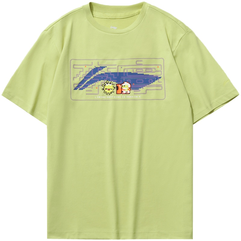 李宁短袖T恤男女同款运动时尚系列圆领上衣春季情侣休闲运动服