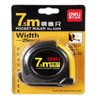 得力(deli)8209钢卷尺 全包胶7.5米钢卷尺 强力吸附磁铁测量工具 各类尺耐摔钢卷尺尺子拉尺卷尺精准测量便携尺子