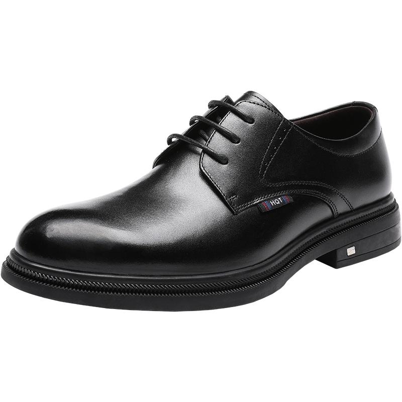 红蜻蜓皮鞋男配西装英伦商务正装男皮鞋软皮软底真皮黑色上班男鞋