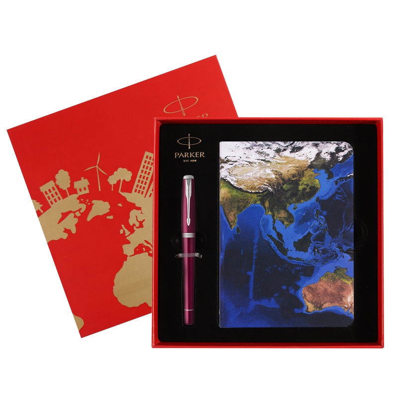 派克（PARKER）签字笔礼盒 都市粉红白夹宝珠笔+NASA AR笔记本礼盒套装