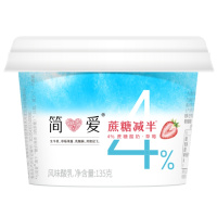简爱 4%蔗糖草莓酸奶135g*12杯低温酸奶