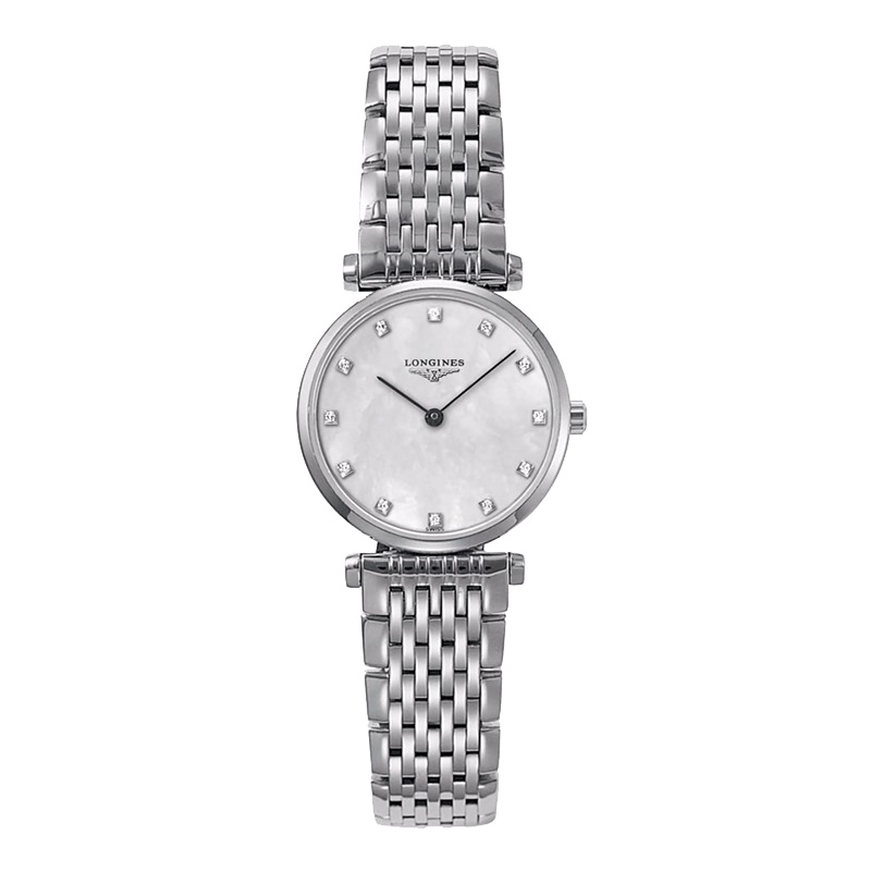 浪琴(Longines)嘉岚系列 白盘镶钻钢带时尚 瑞士手表 休闲 商务 正装 石英女士手表