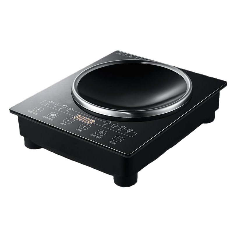新款商用节能电磁灶家用大功率爆炒电磁炉3500W炒菜火锅电池炉凹面电炒灶[3500W单机+普通炒锅 送锅铲+锅盖]