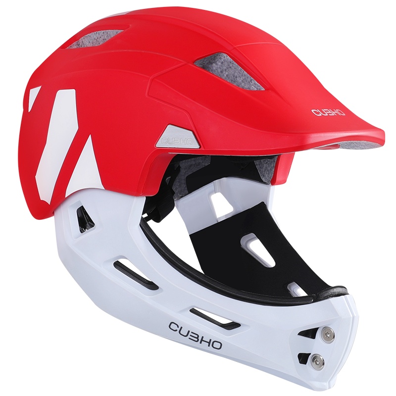CUBHO儿童头盔滑步车骑行运动全盔超轻可拆卸下巴LED尾灯透气比赛级幼童运动护具童车护具配件