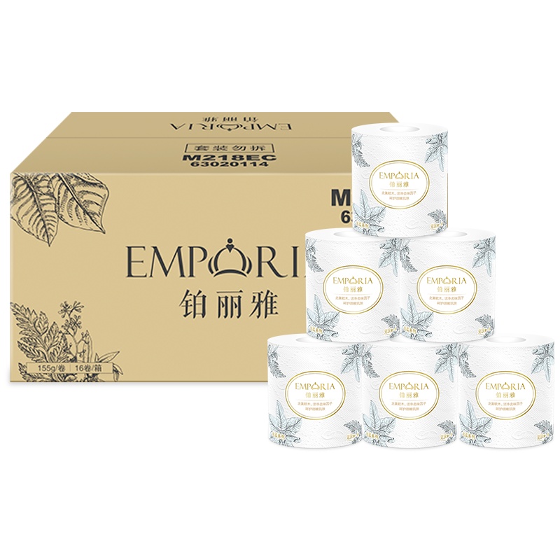 铂丽雅 卷纸 4层155克16卷丝柔有芯卷纸家用厕纸卷筒纸手纸卫生纸纸巾