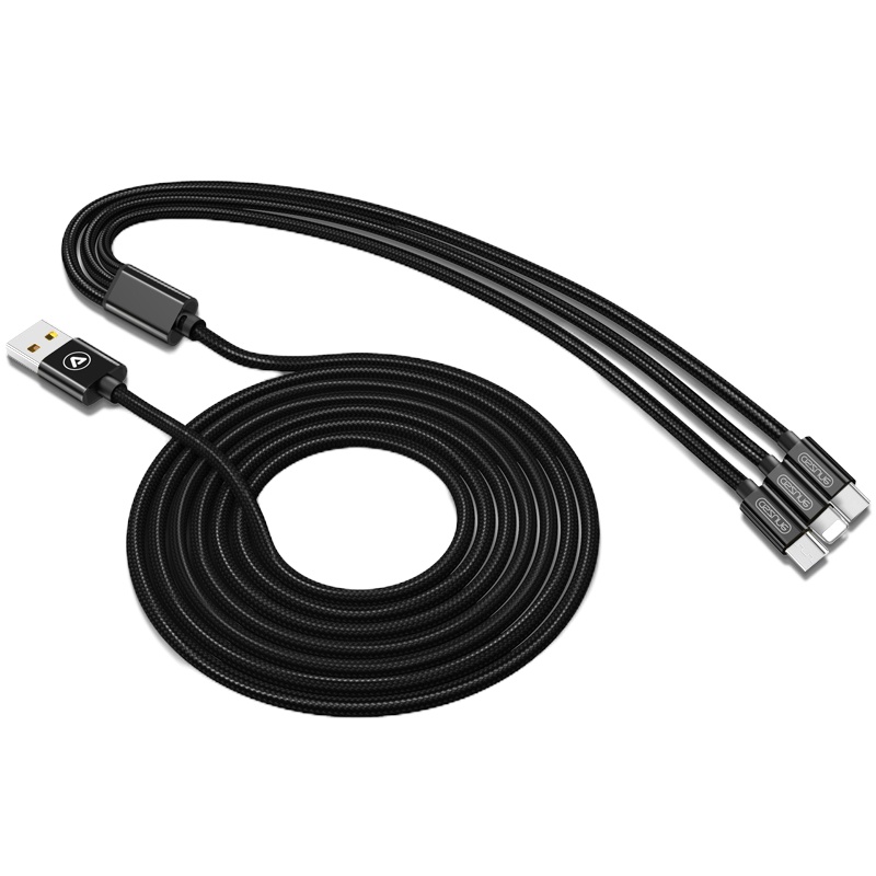 递乐(DiLe)苹果数据线安卓充电线器二合一拖手机三合一多用功能快充万能通用3冲5a适用三用插头