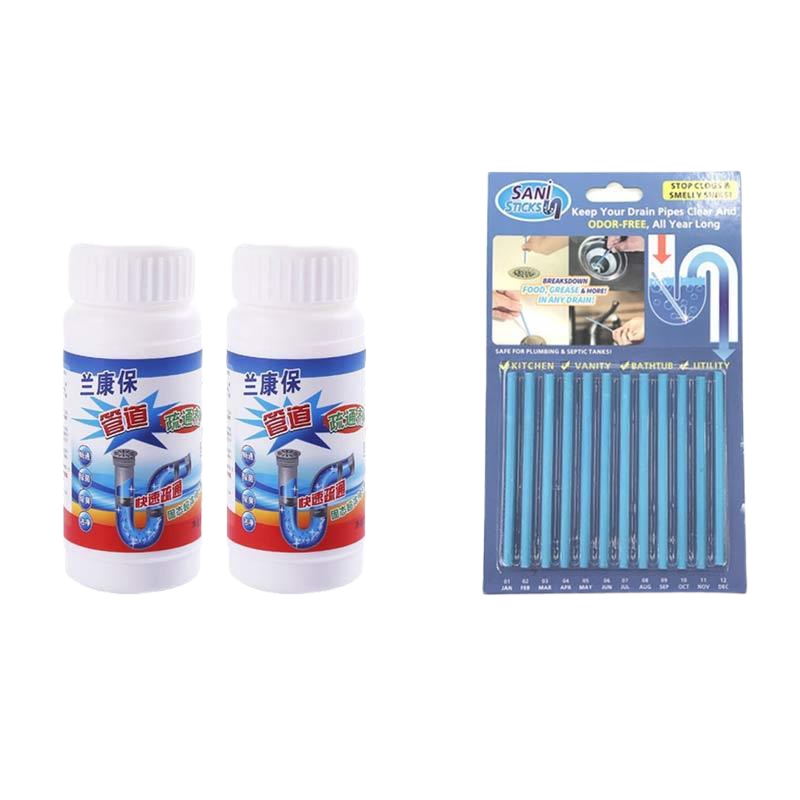 厕所马桶管道疏通剂厨房洗碗池下水道堵塞疏通器卫生间清洁除臭剂 3瓶强力装+手套(送1盒清洁棒