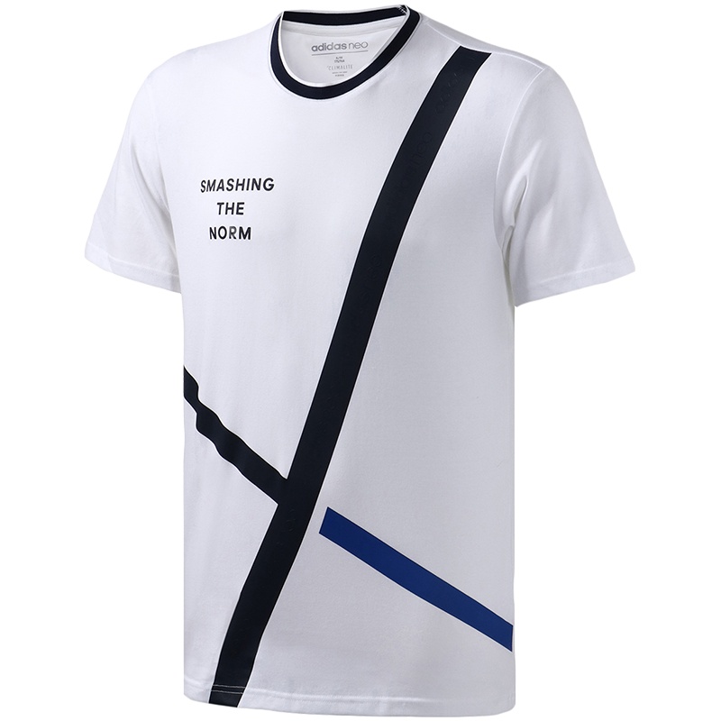 Adidas阿迪达斯NEO男装白色休闲圆领短袖T恤运动服DW8113