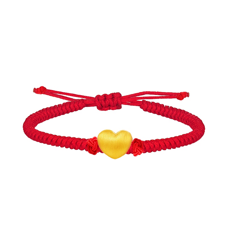 金大福(King tai fook)黄金手链女红绳爱心转运珠金手链3D硬金转运珠足金999正品520送恋人
