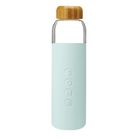 美国SOMA V2 透明玻璃水杯500ml 纯色简约设计硅胶外套便携运动时尚随行杯运动创意潮流-薄荷绿