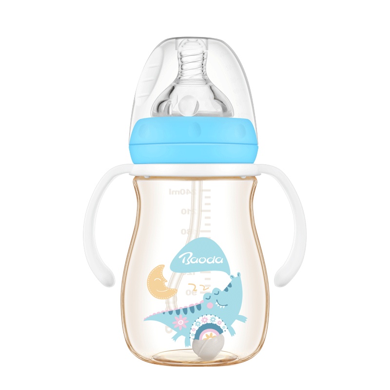 宝德240mlPPSU宽口手柄自动奶瓶(蓝色)
